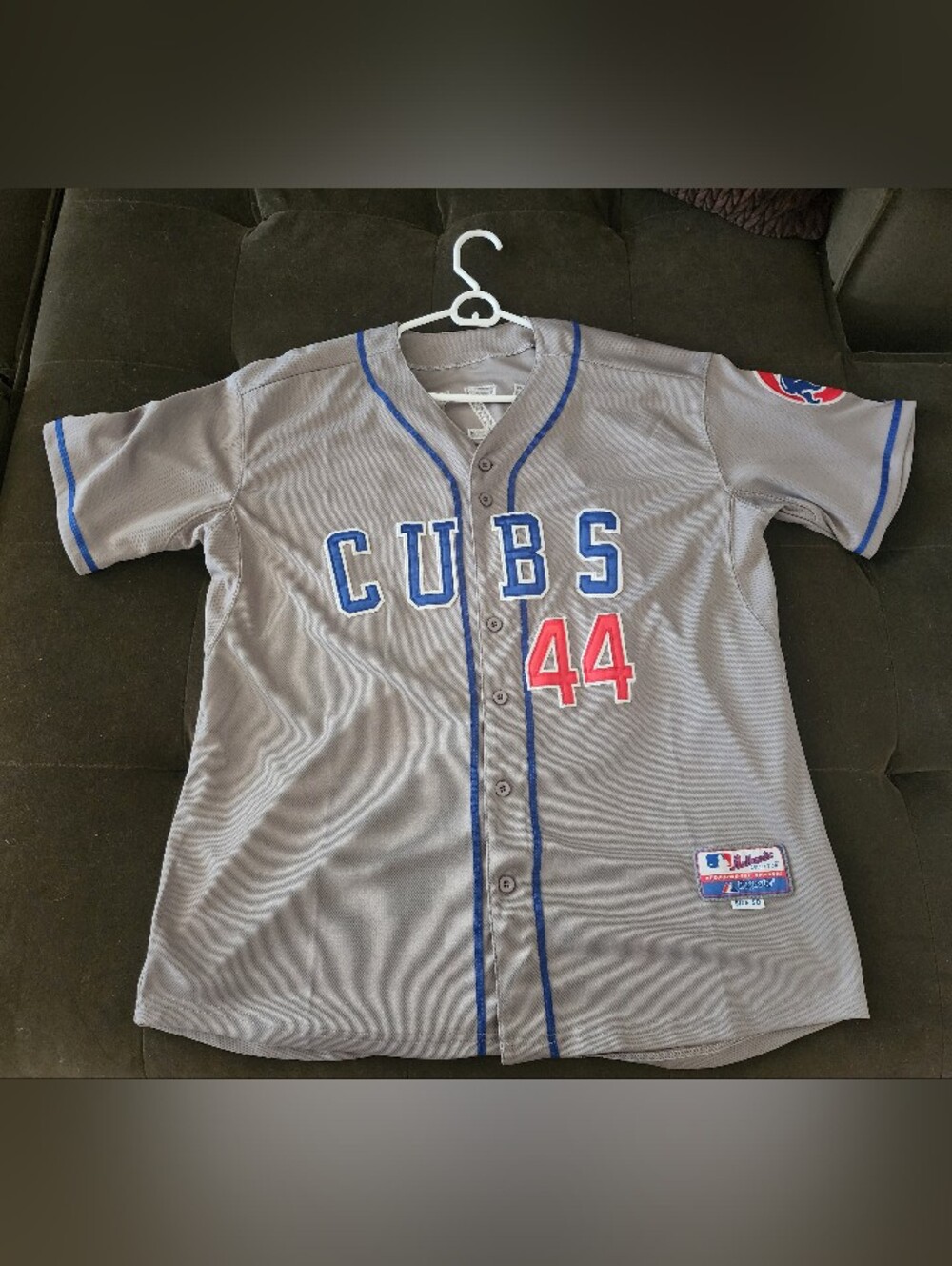 Anthony Rizzo #44 Chicago Cubs Gray Majestic Cool Base Jersey Sz 50